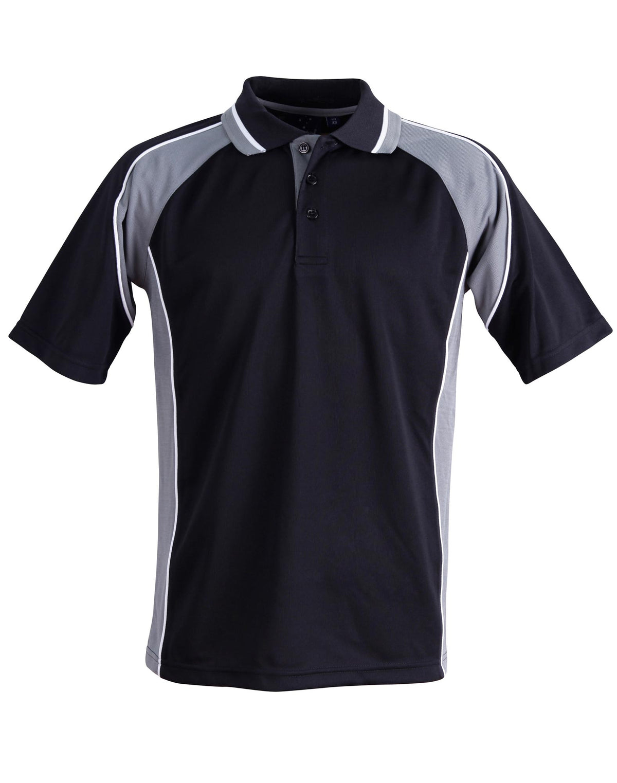 Kids' mini waffle CoolDry Polo - PS49K - Black / Ash