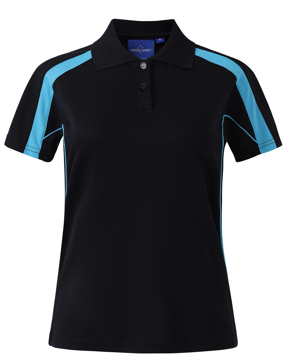 Ladies S/S Sport Polo truedry - PS54 - Black / Aqua Blue
