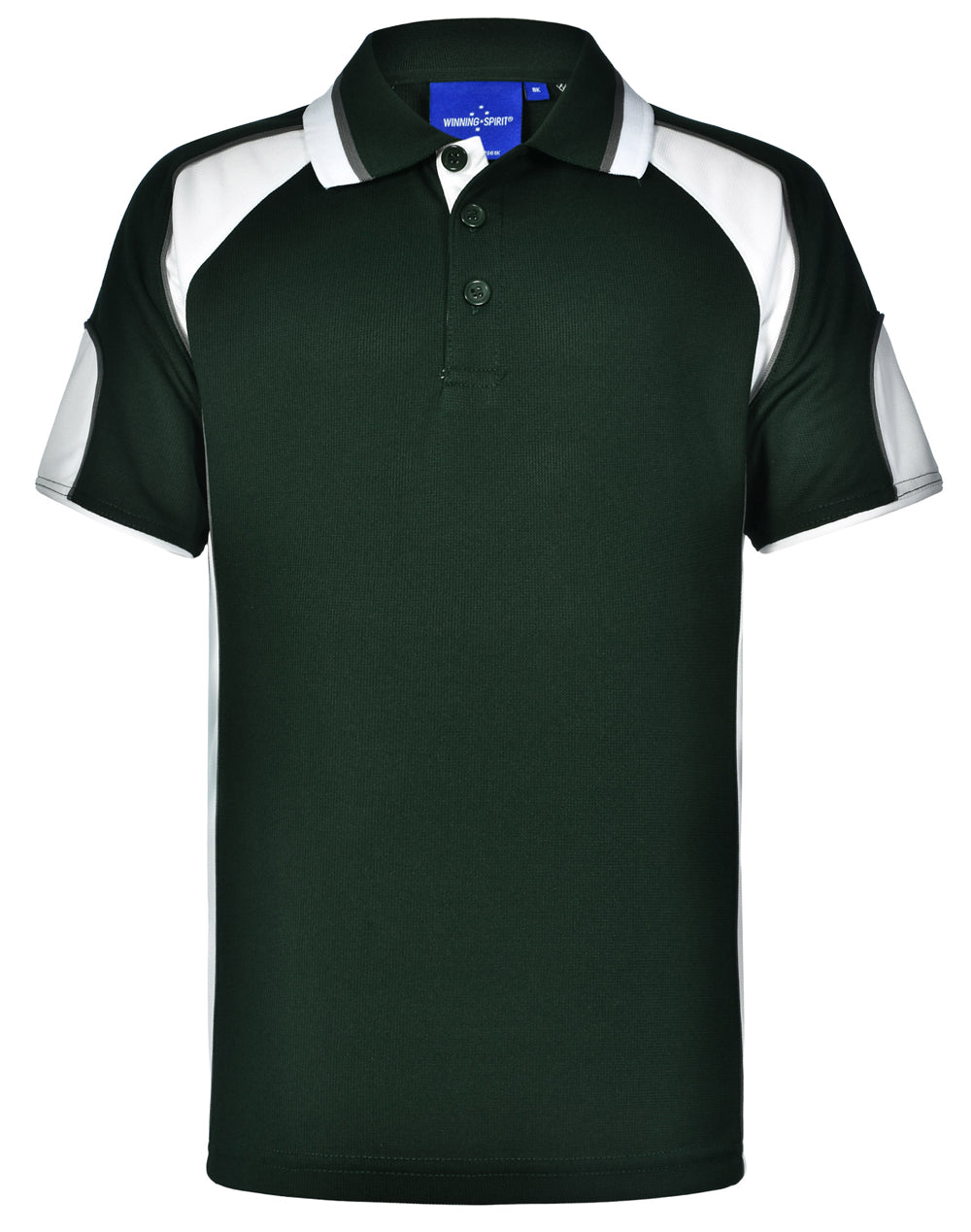 Kid's Cooldry Contrast Polo With Sleeve Panel - PS61K - Bottle / White