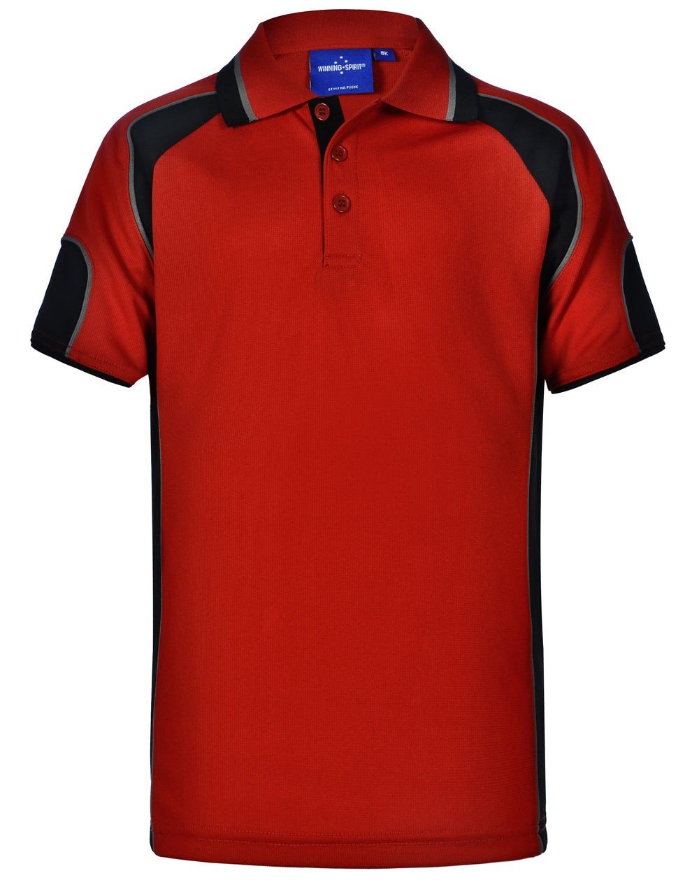 Kid's Cooldry Contrast Polo With Sleeve Panel - PS61K - Red / Black