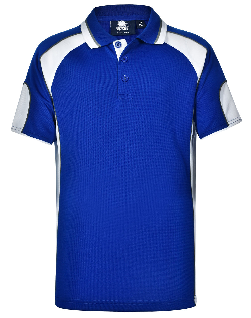 Kid's Cooldry Contrast Polo With Sleeve Panel - PS61K - Royal / White