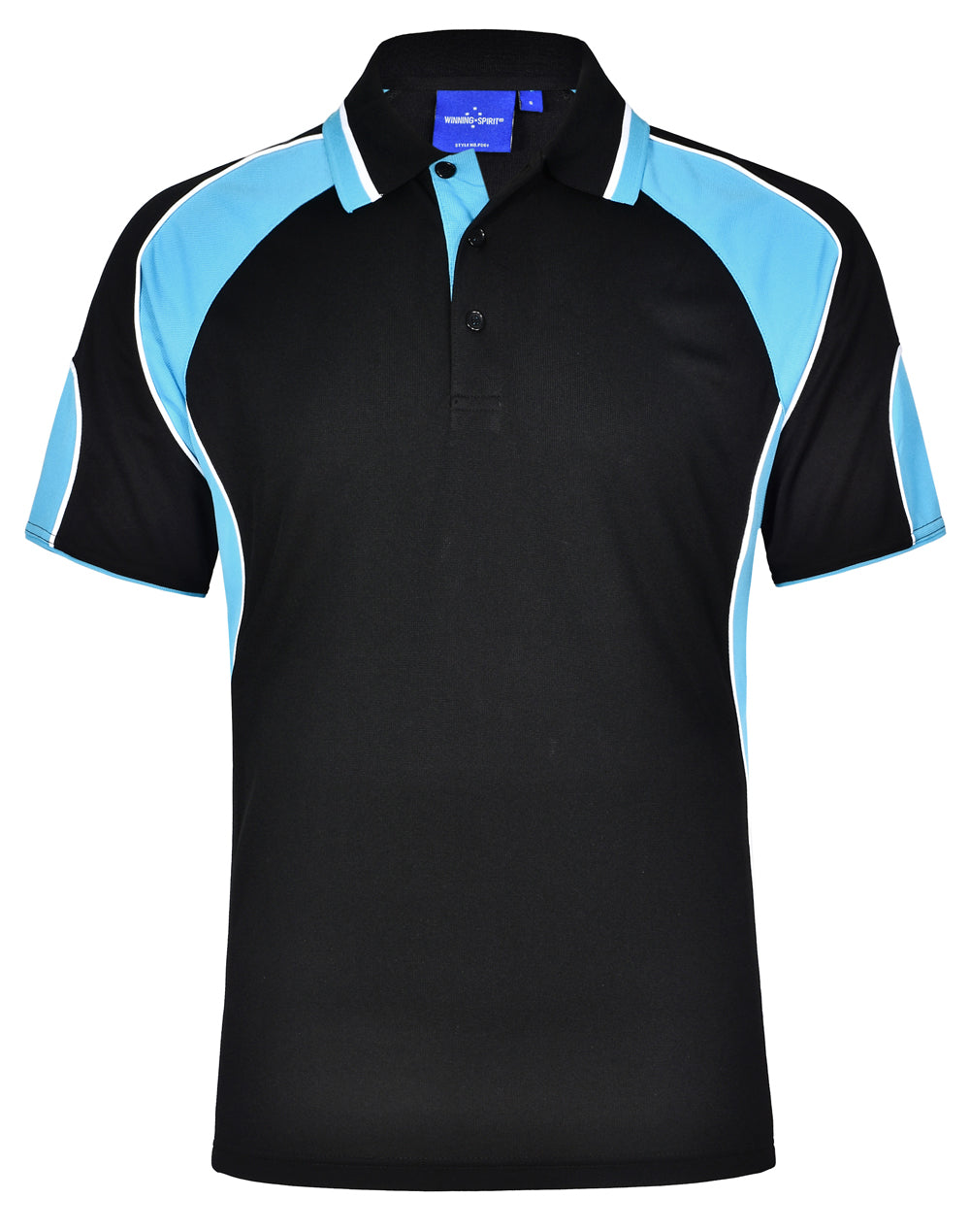 Men's Cooldry Contrast Polo With Sleeve Panel - PS61 - Black / Aqua Blue