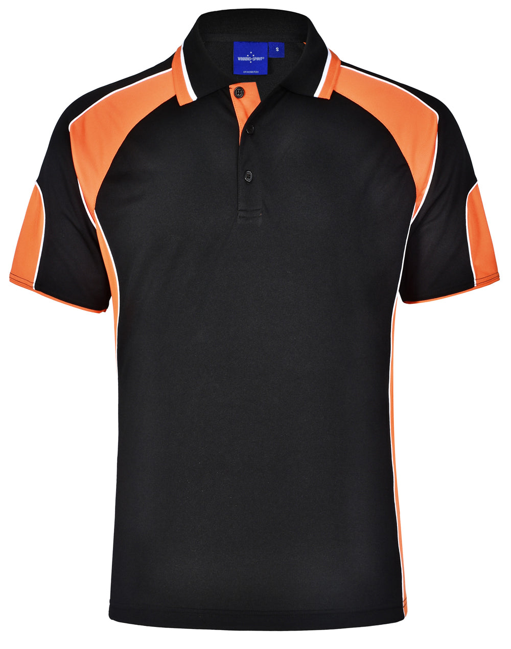 Kid's Cooldry Contrast Polo With Sleeve Panel - PS61K - Black / Orange