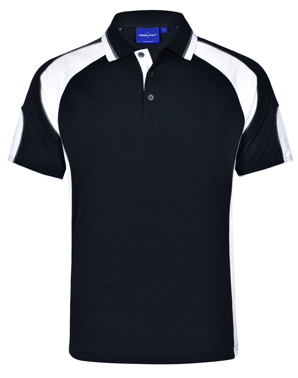 Men's Cooldry Contrast Polo With Sleeve Panel - PS61 - Black / White