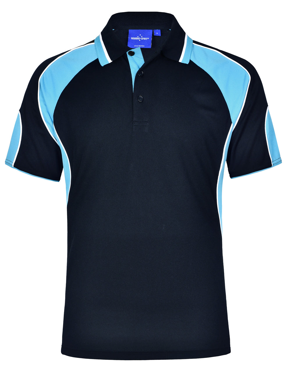 Men's Cooldry Contrast Polo With Sleeve Panel - PS61 - Navy / Aqua Blue