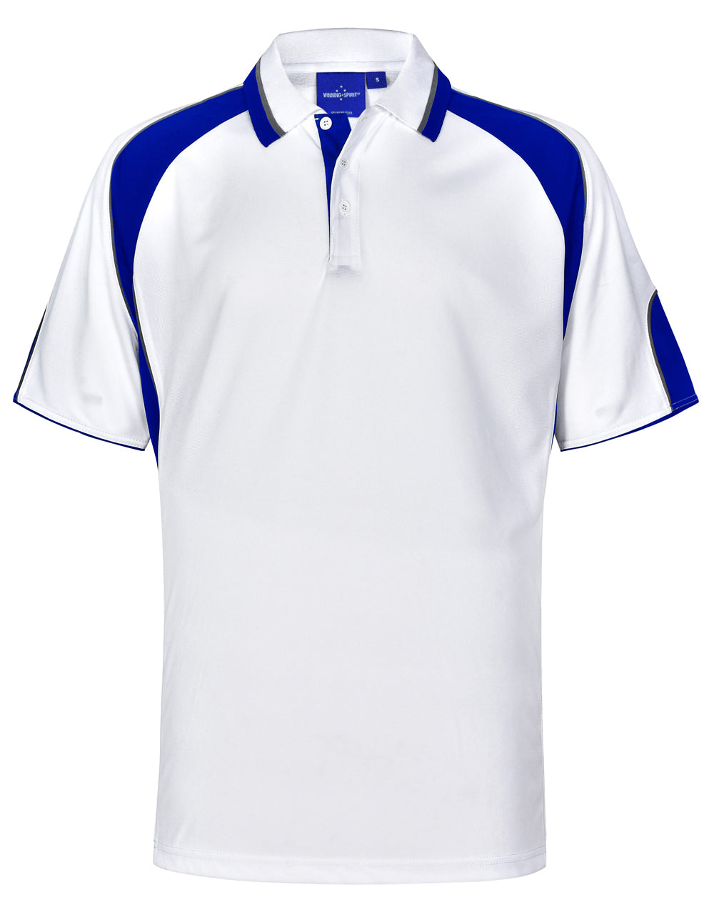 Men's Cooldry Contrast Polo With Sleeve Panel - PS61 - White / Royal