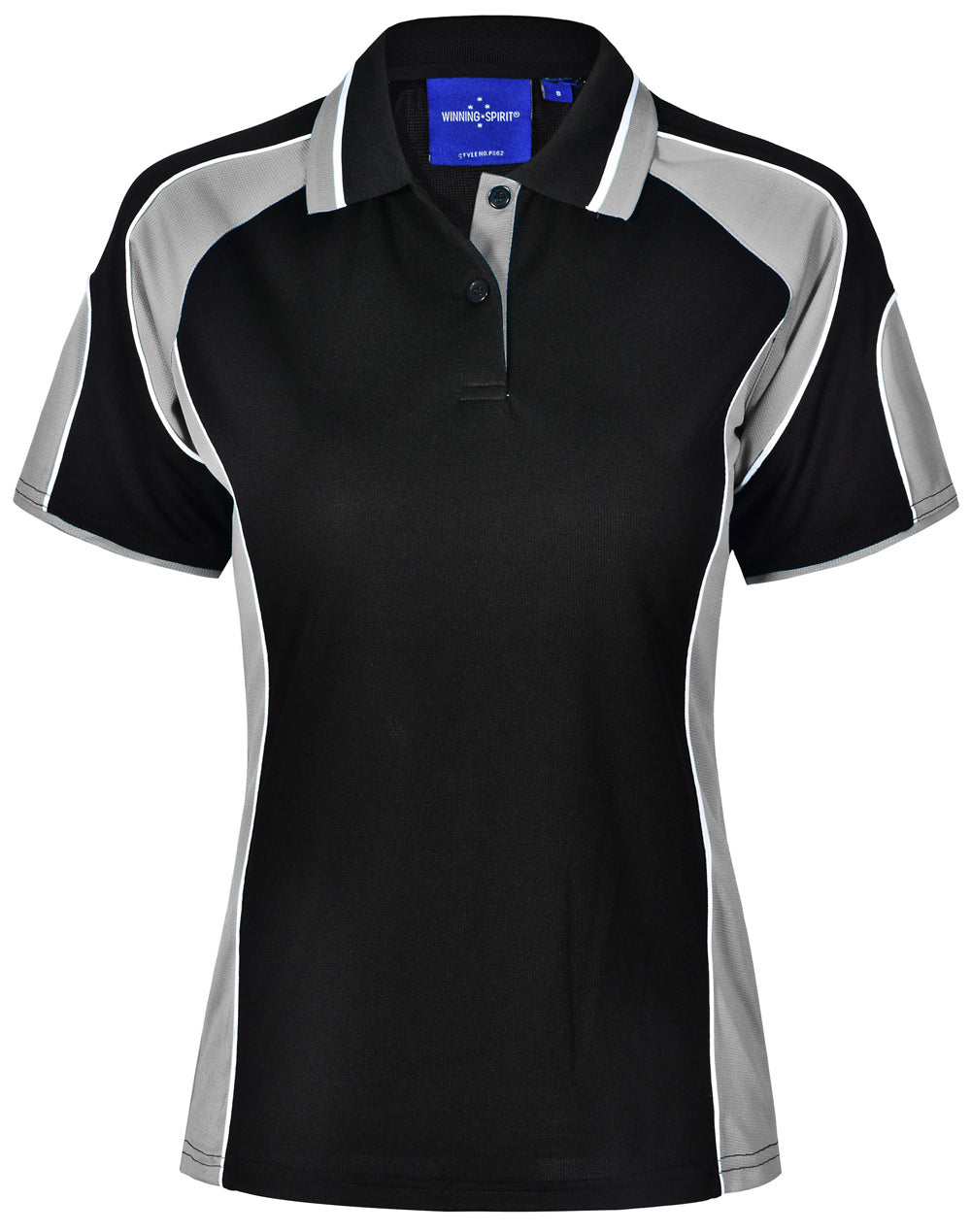 Ladies' Cooldry Contrast Polo With Sleeve Panel - PS62 - Black / Ash