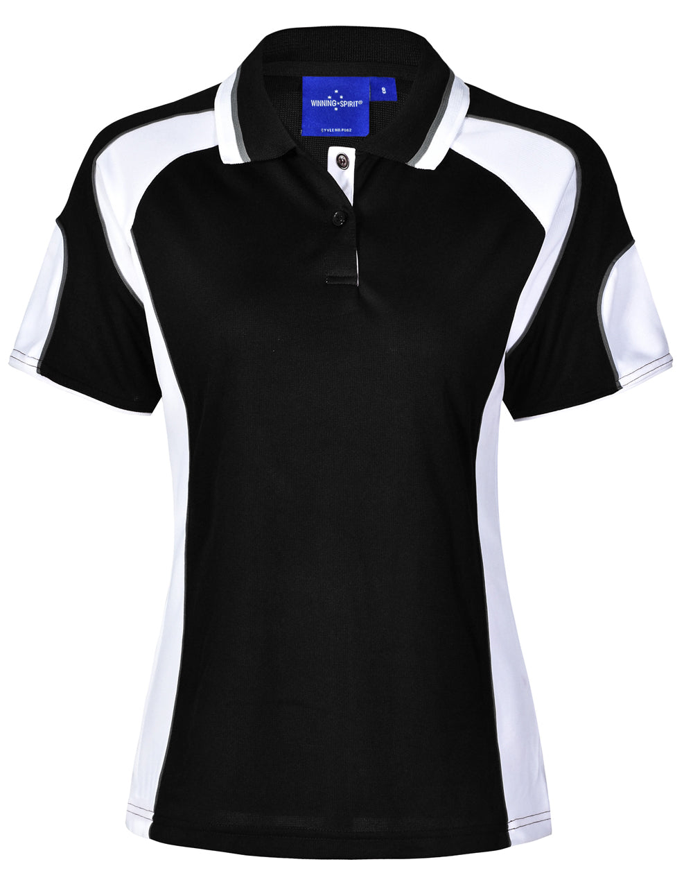 Ladies' Cooldry Contrast Polo With Sleeve Panel - PS62 - Black / White