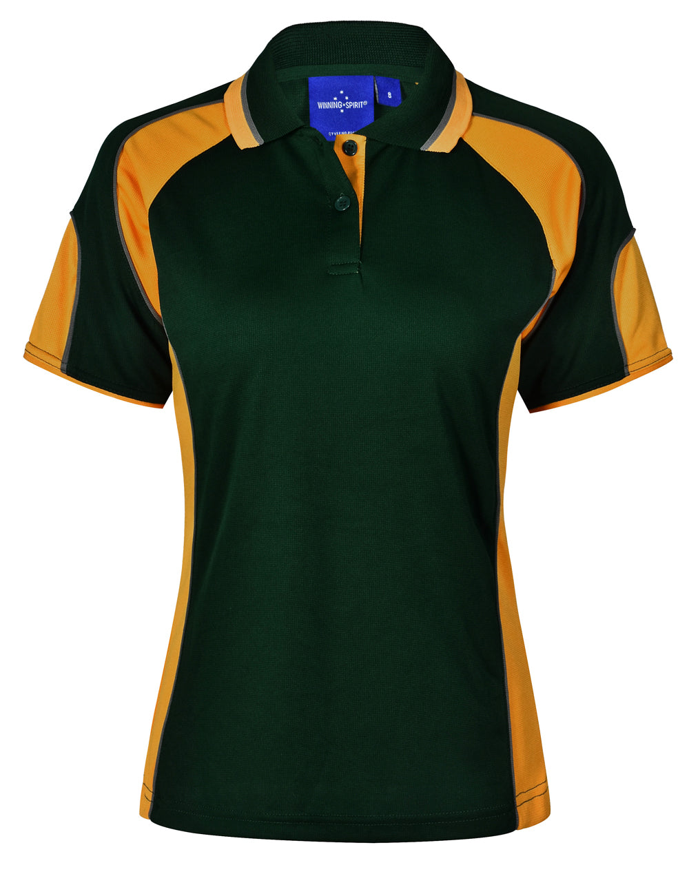 Ladies' Cooldry Contrast Polo With Sleeve Panel - PS62 - Bottle / Gold