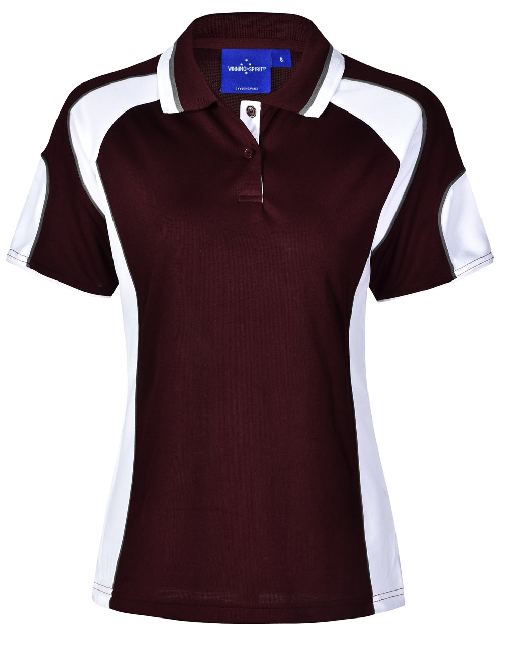 Ladies' Cooldry Contrast Polo With Sleeve Panel - PS62 - Maroon / White