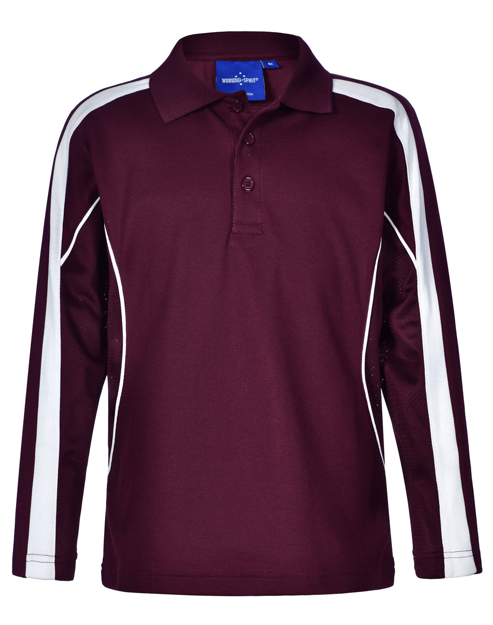 Kids' TrueDry Long Sleeve Polo - PS69K - Maroon / White