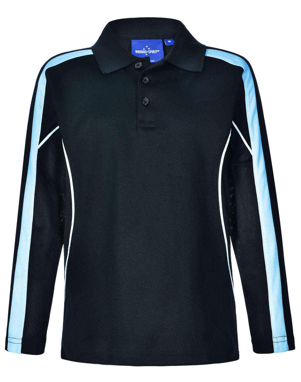 Kids' TrueDry Long Sleeve Polo - PS69K - Navy / Skyblue