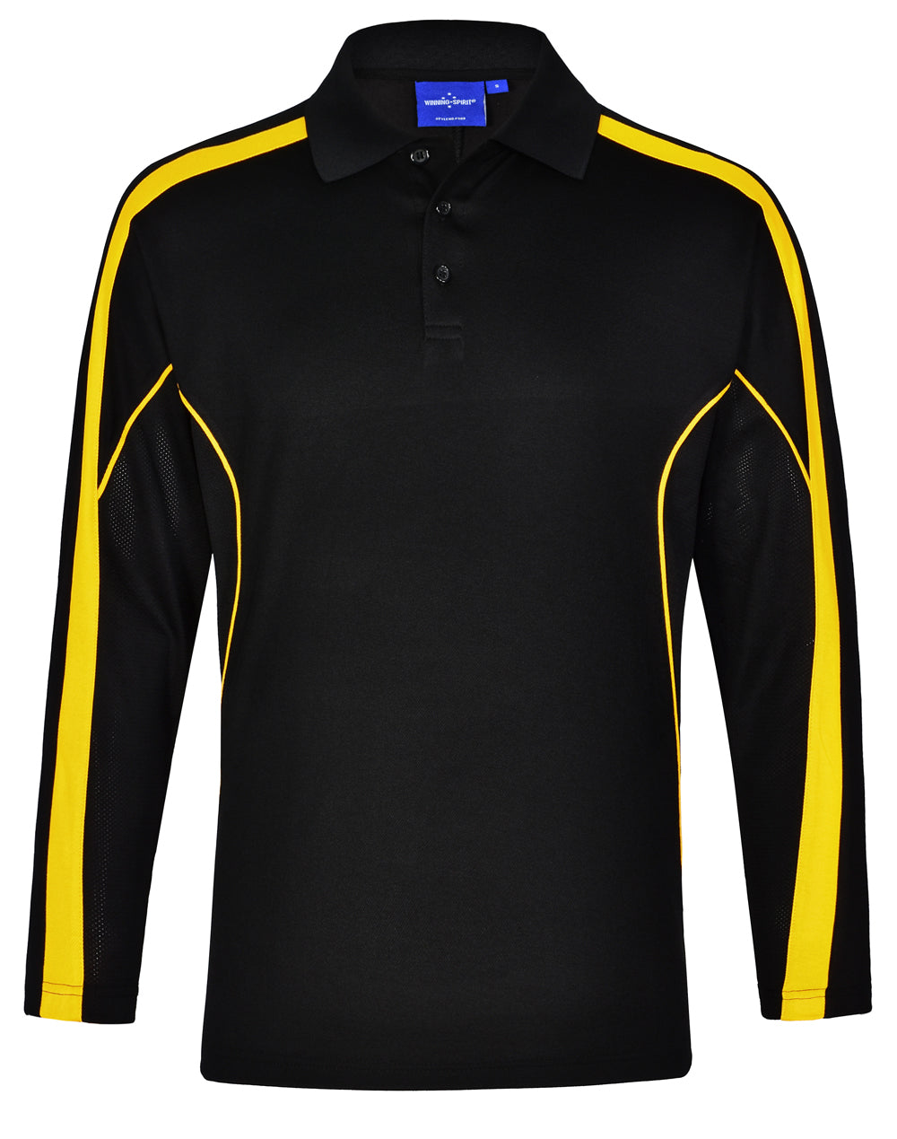 Men's TrueDry Long Sleeve Polo - PS69 - Black / Gold