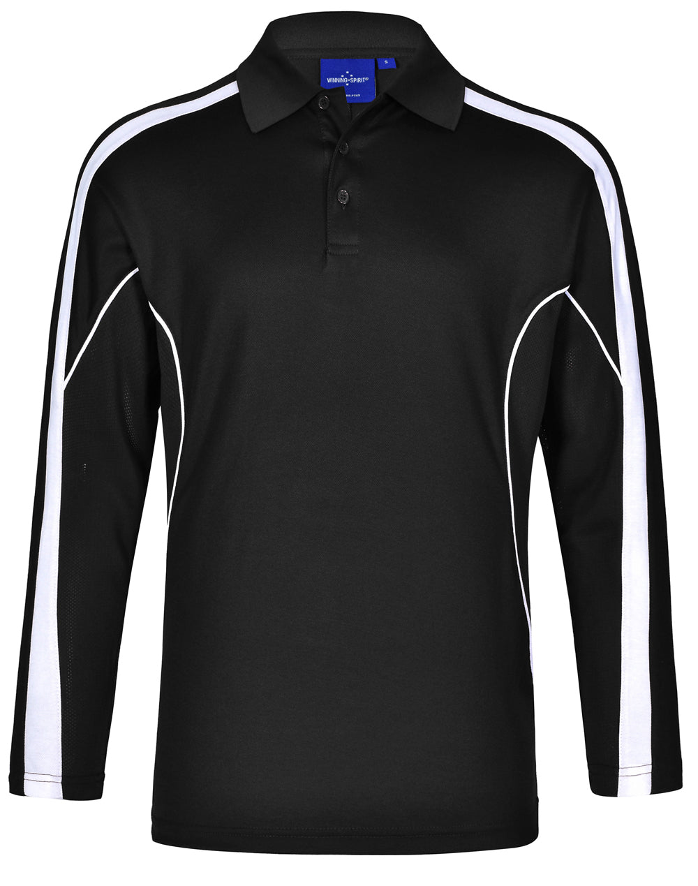 Men's TrueDry Long Sleeve Polo - PS69 - Black / White