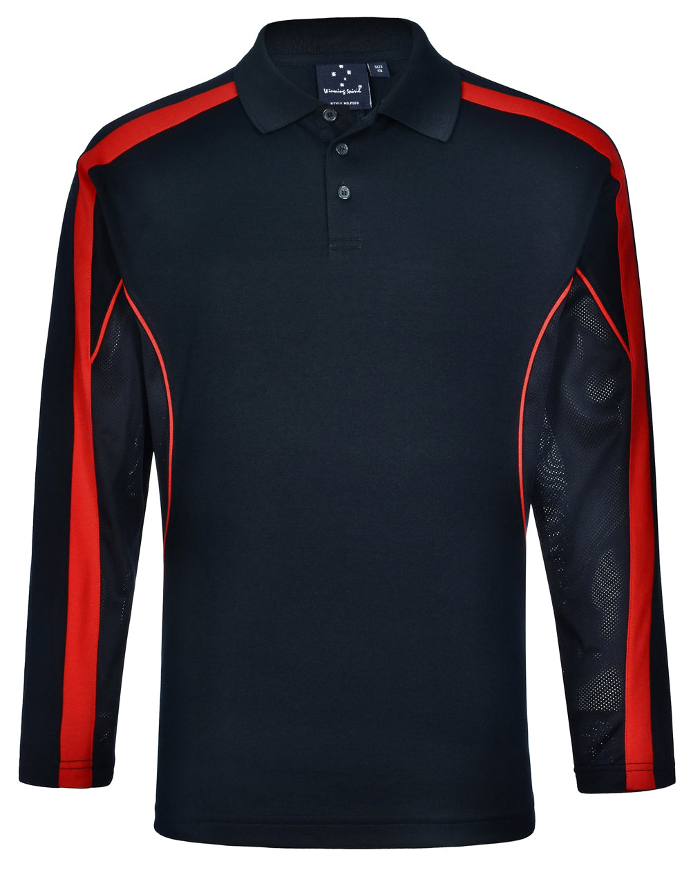 Men's TrueDry Long Sleeve Polo - PS69 - Navy / Red