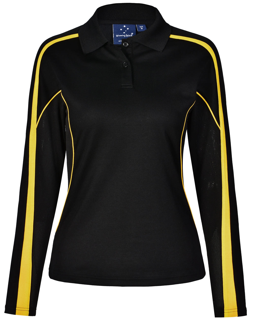 Ladies' TrueDry Long Sleeve Polo - PS70 - Black / Gold