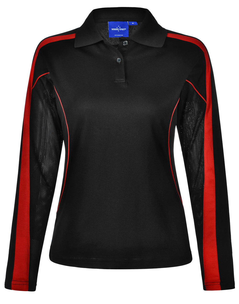 Ladies' TrueDry Long Sleeve Polo - PS70 - Black / Red