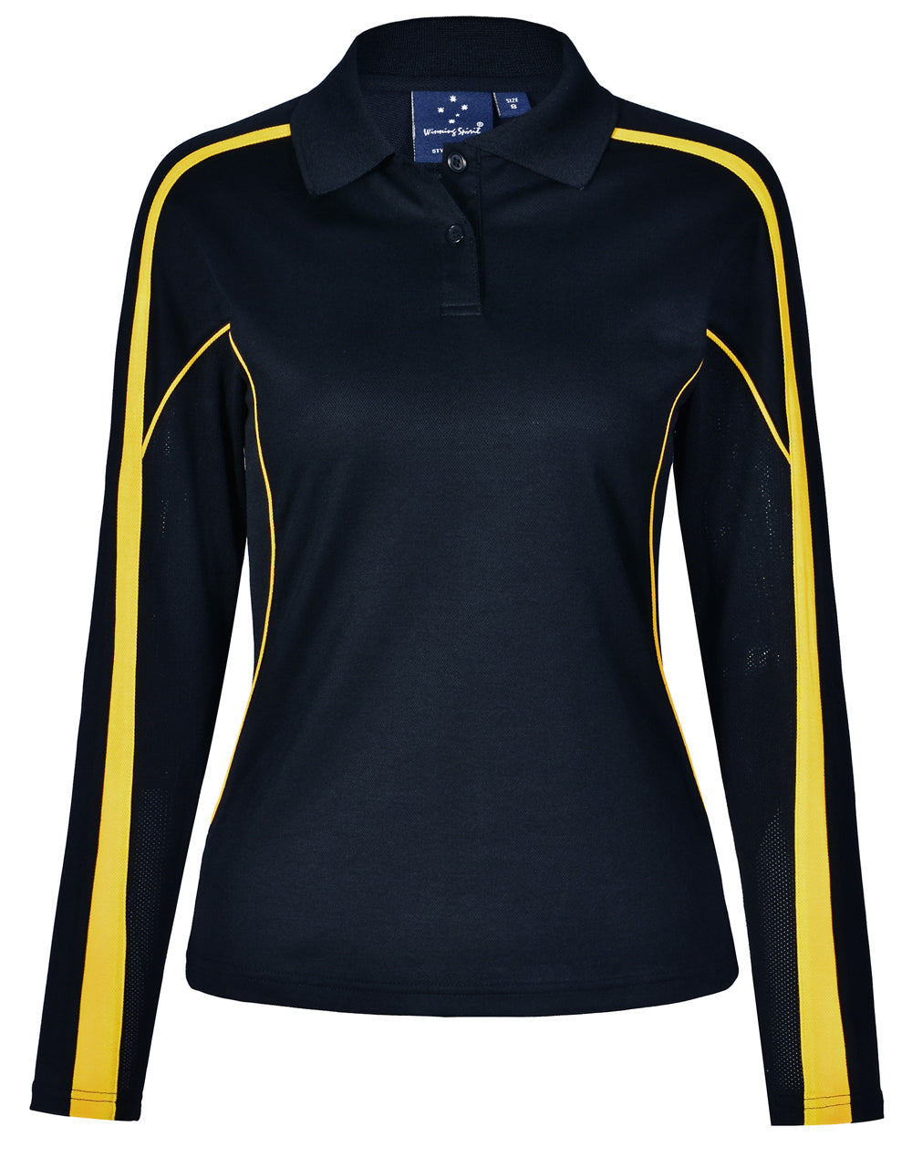 Ladies' TrueDry Long Sleeve Polo - PS70 - Navy / Gold