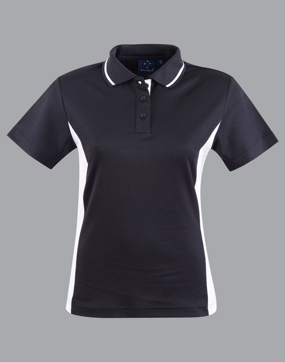 Ladies' TrueDry Contrast S/S Polo - PS74 - Black / White