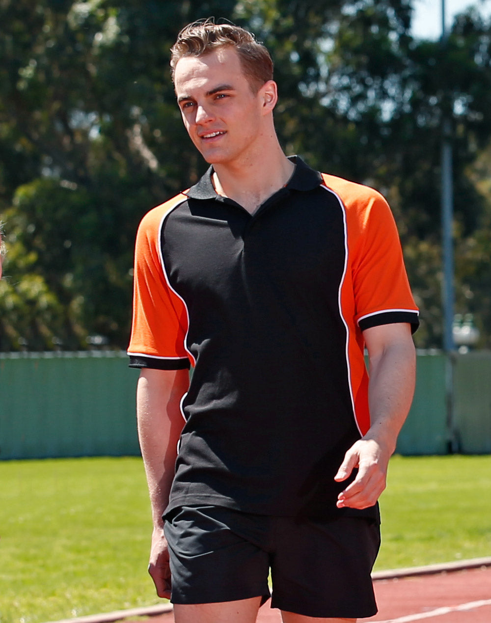 Arena Polo Men's - Black/White/Orange - Model