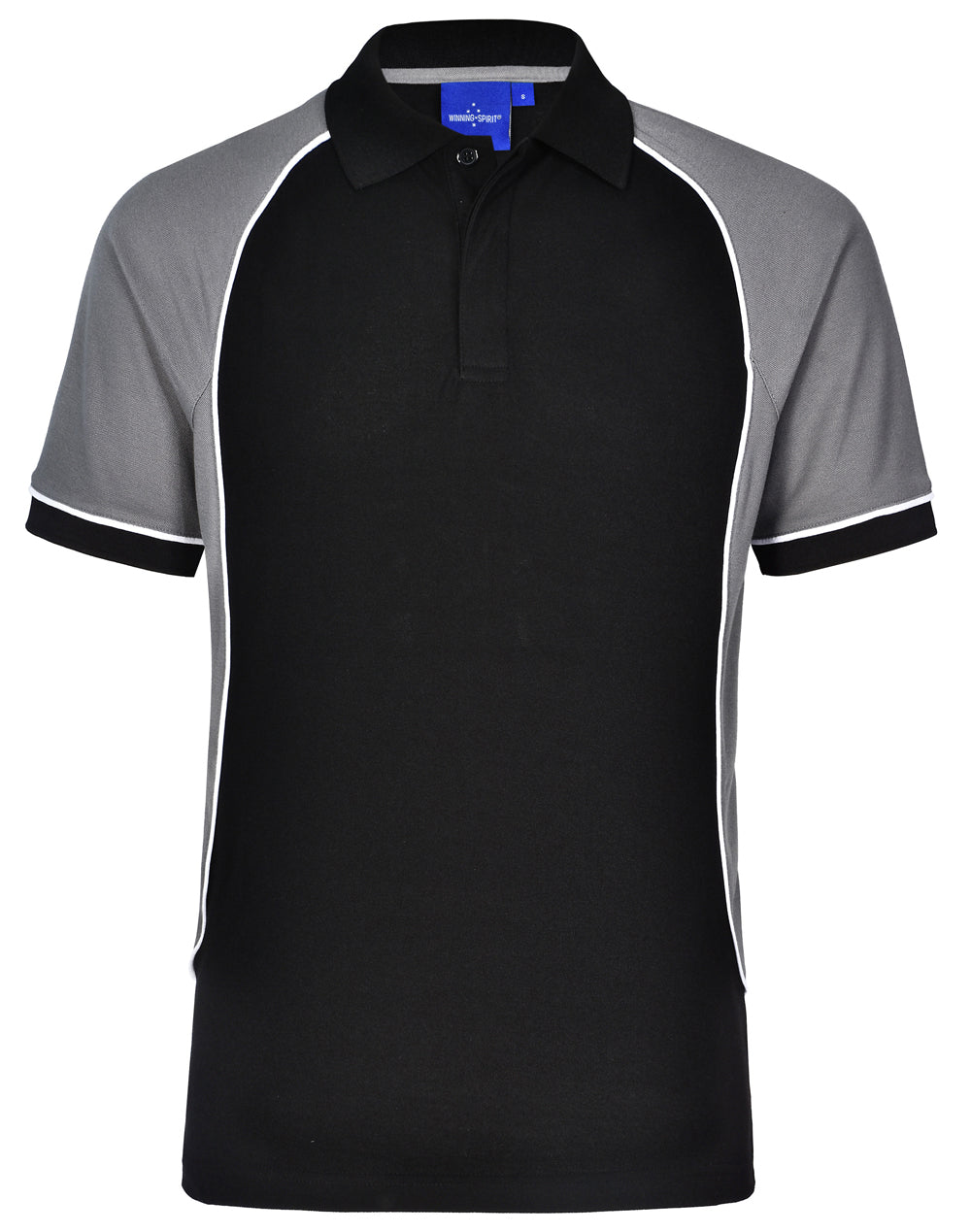 Kids' TrueDry Tri-colour S/S Pique Polo - PS77K - Black / White / Grey