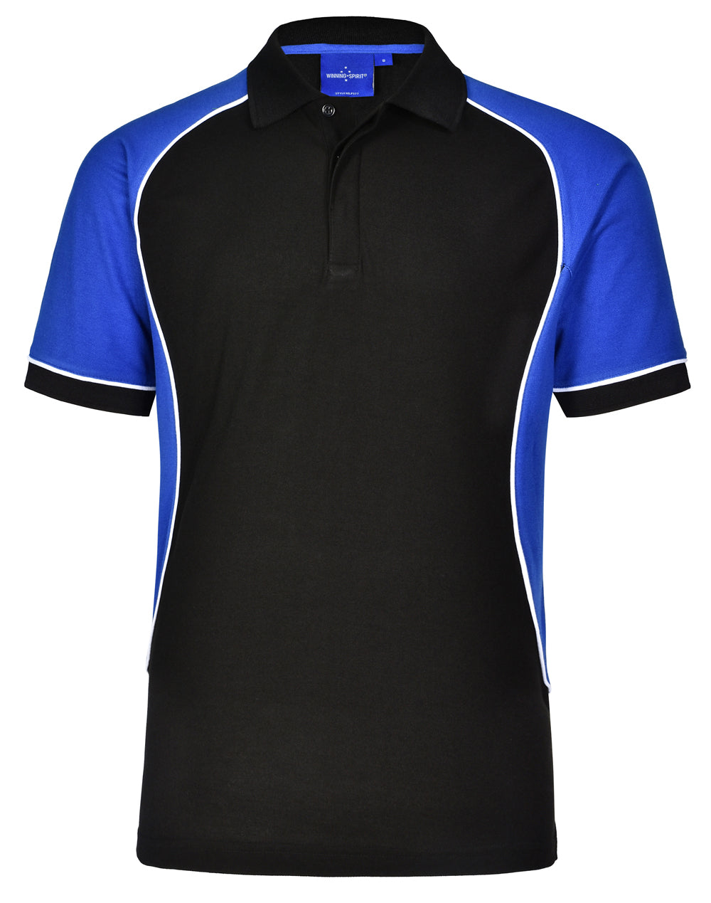 Men's TrueDry Tri-colour S/S Pique Polo - PS77 - Black / White / Royal