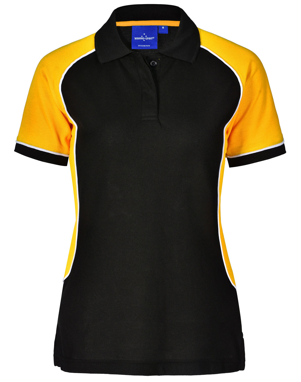 Ladies' TrueDry Tri-colour S/S Pique Polo - PS78 - Black / White / Gold