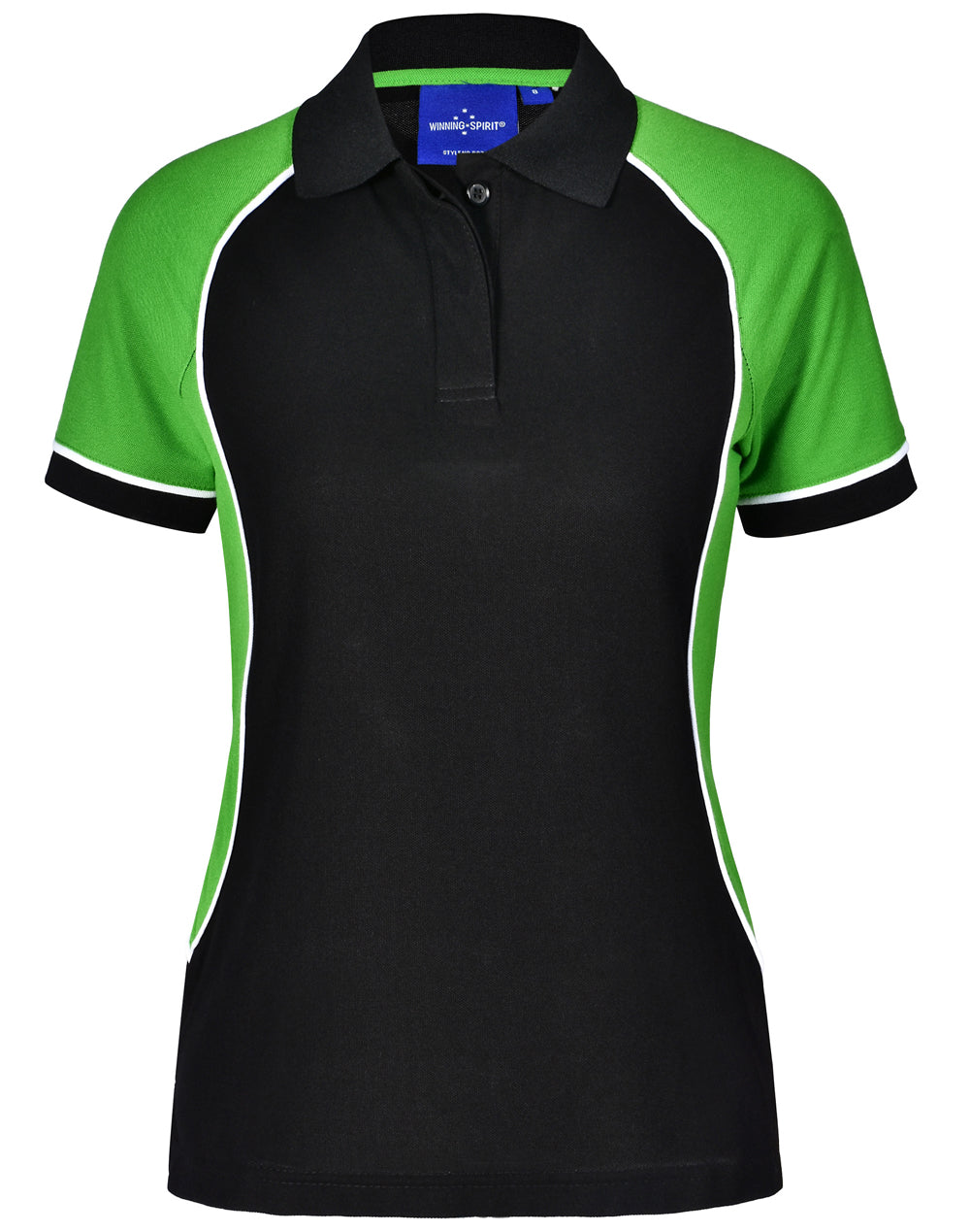 Ladies' TrueDry Tri-colour S/S Pique Polo - PS78 - Black / White / Green