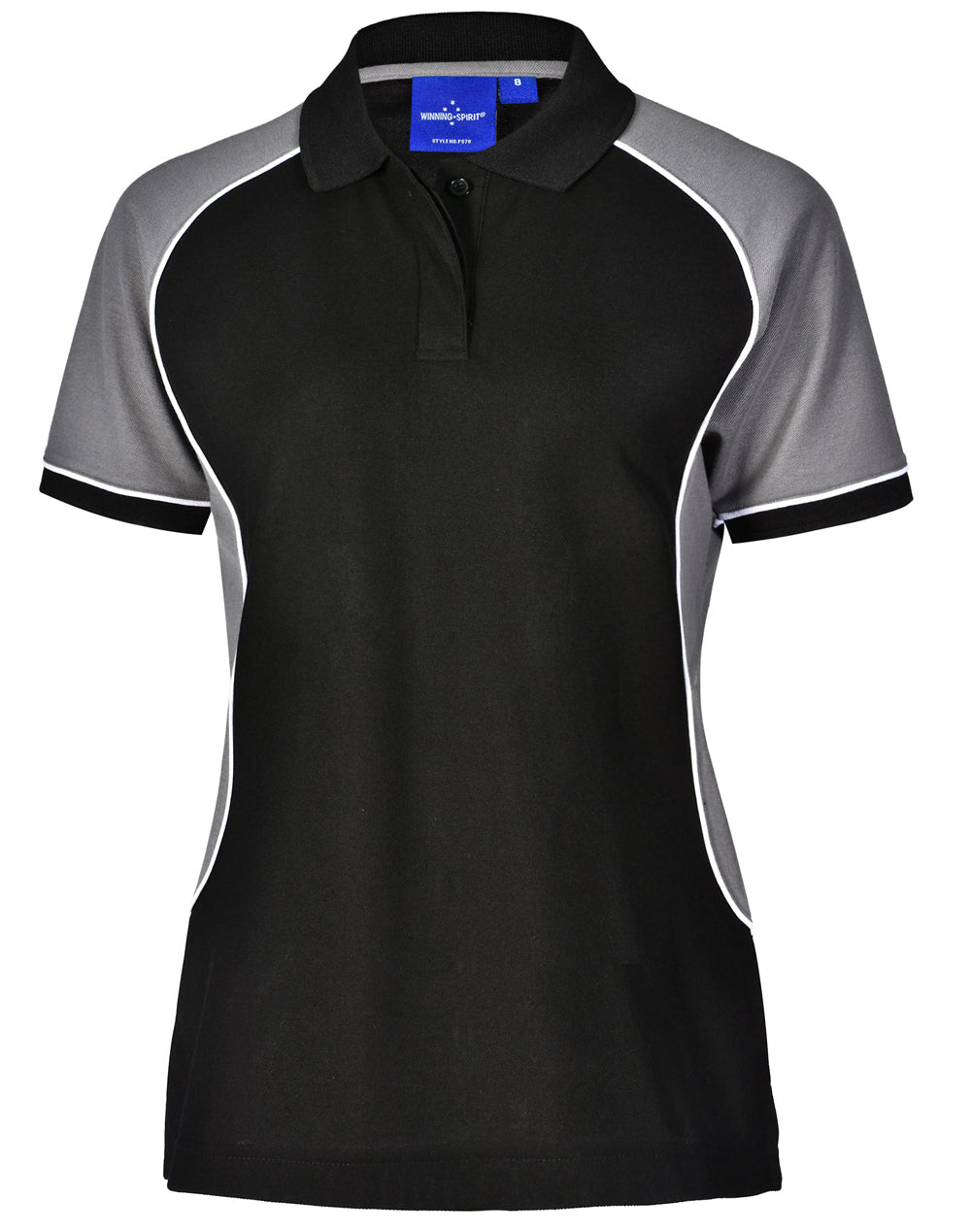 Ladies' TrueDry Tri-colour S/S Pique Polo - PS78 - Black / White / Grey