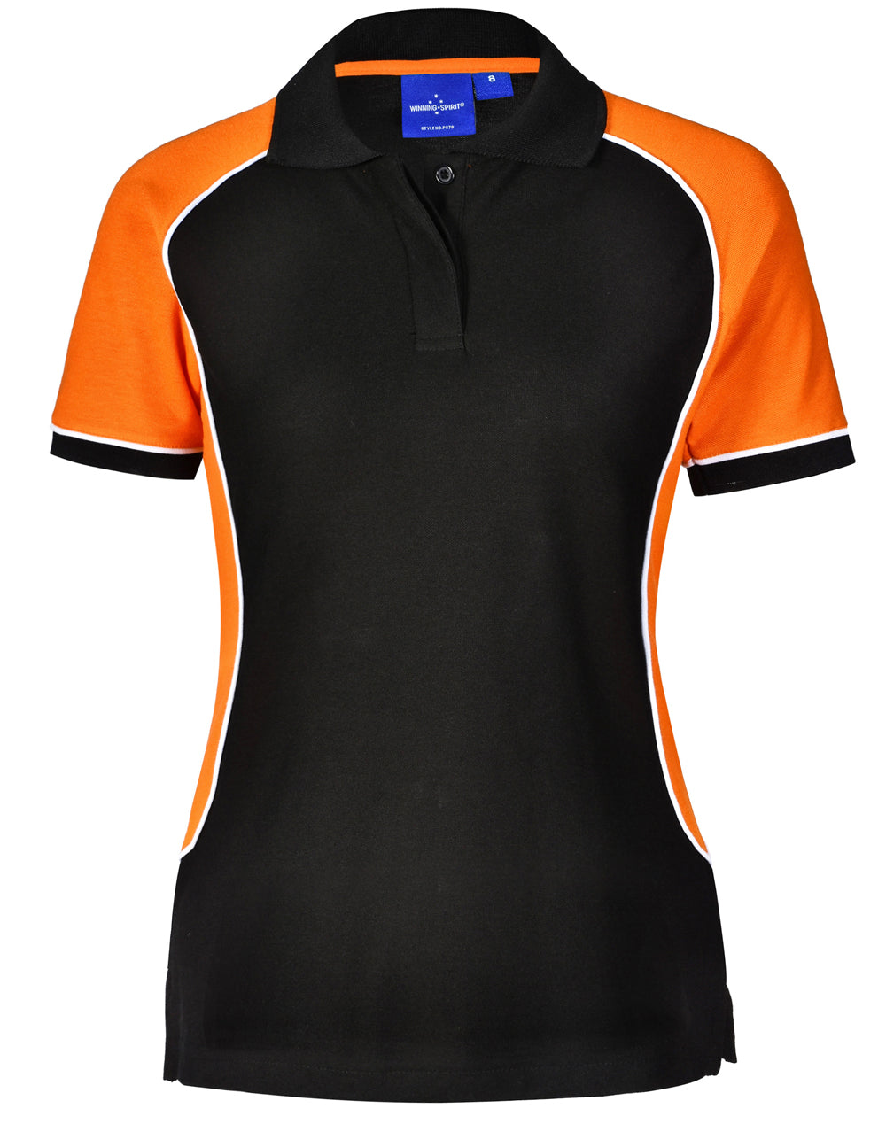 Ladies' TrueDry Tri-colour S/S Pique Polo - PS78 - Black / White / Orange