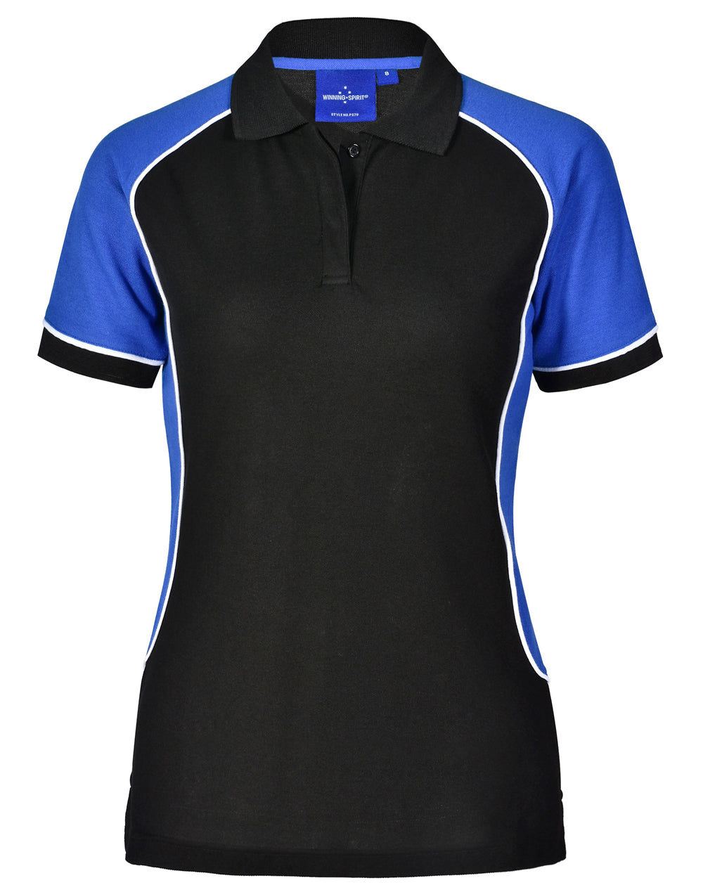 Ladies' TrueDry Tri-colour S/S Pique Polo - PS78 - Black / White / Royal