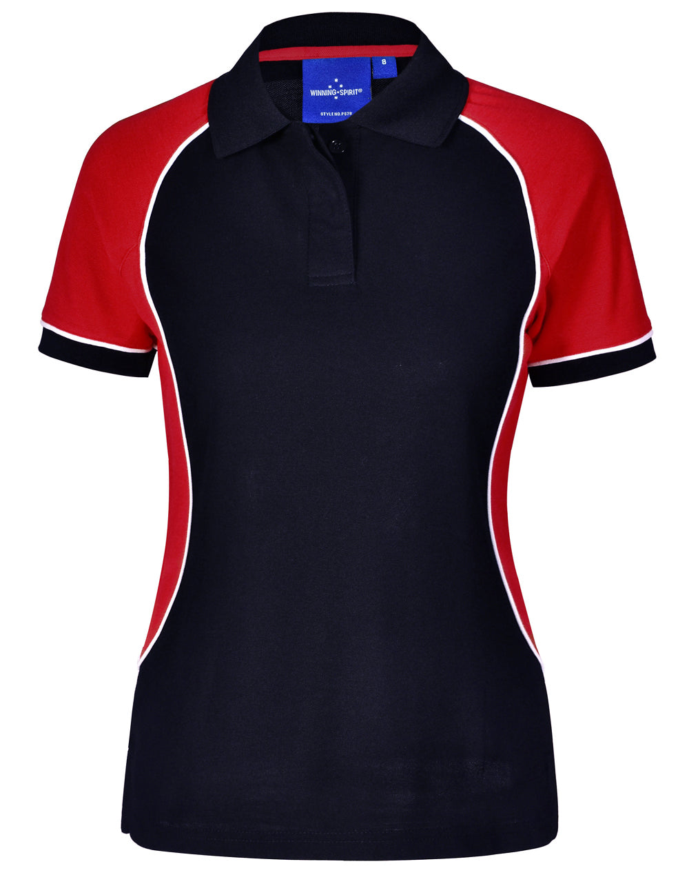 Ladies' TrueDry Tri-colour S/S Pique Polo - PS78 - Navy / White / Red