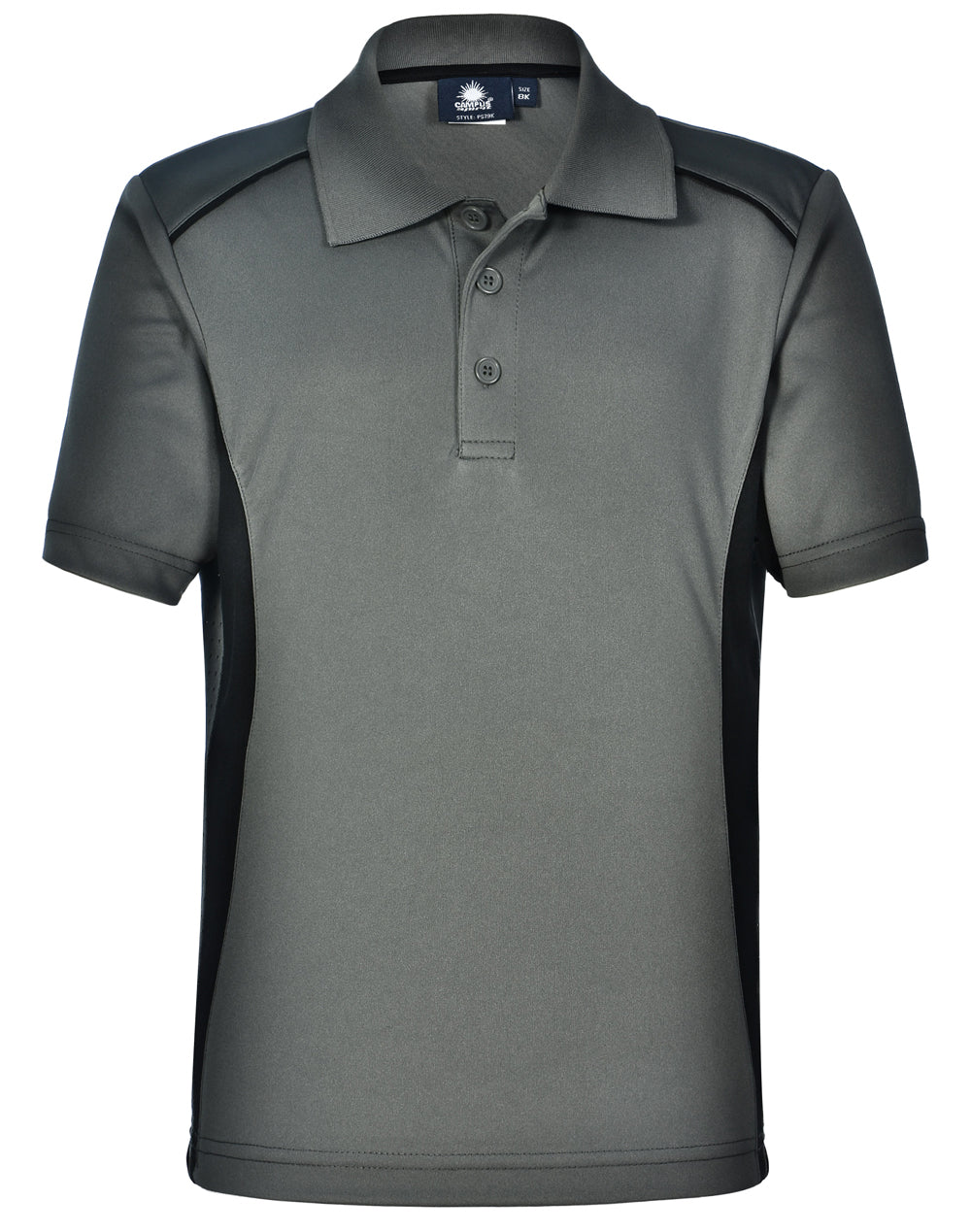 Kids' Cooldry S/S Contrast Interlock Polo - PS79K - Ash / Black