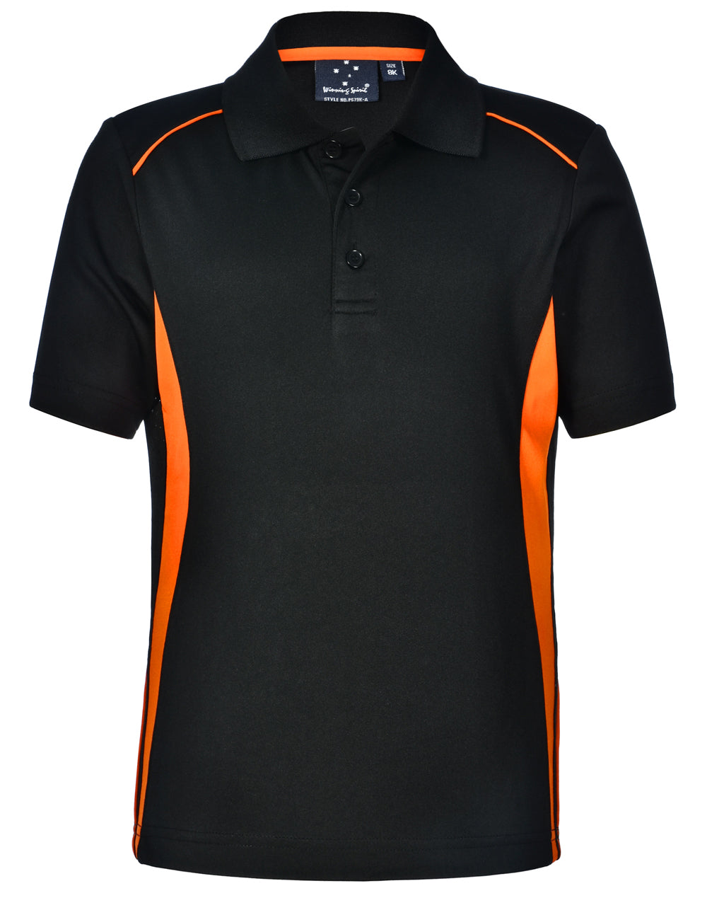 Kids' Cooldry S/S Contrast Interlock Polo - PS79K - Black / Orange