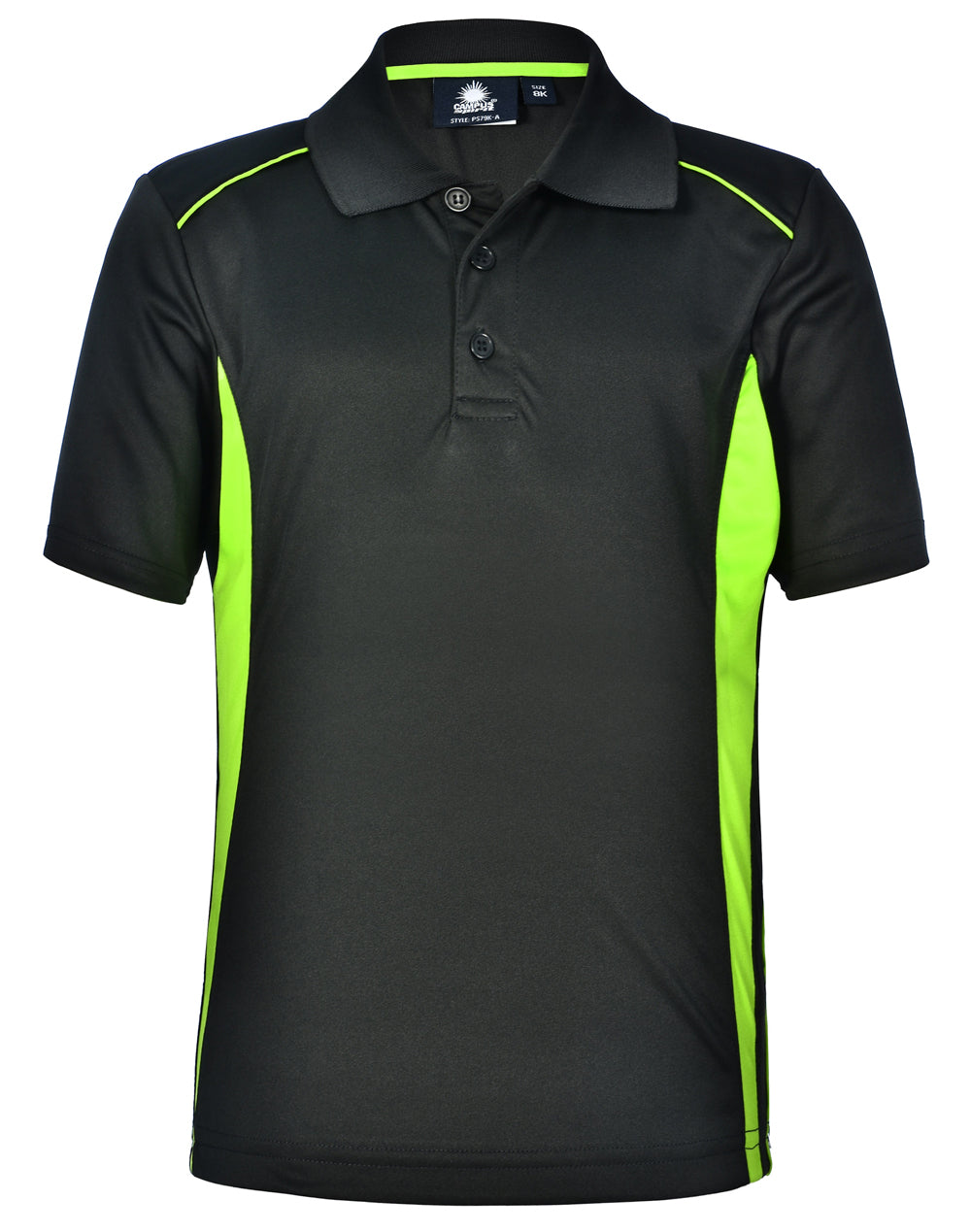 Pursuit Polo Kids - Charcoal/Lime - Front