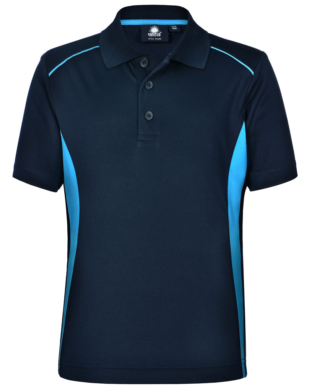 Pursuit Polo Kids - Navy/Aqua Blue - Front