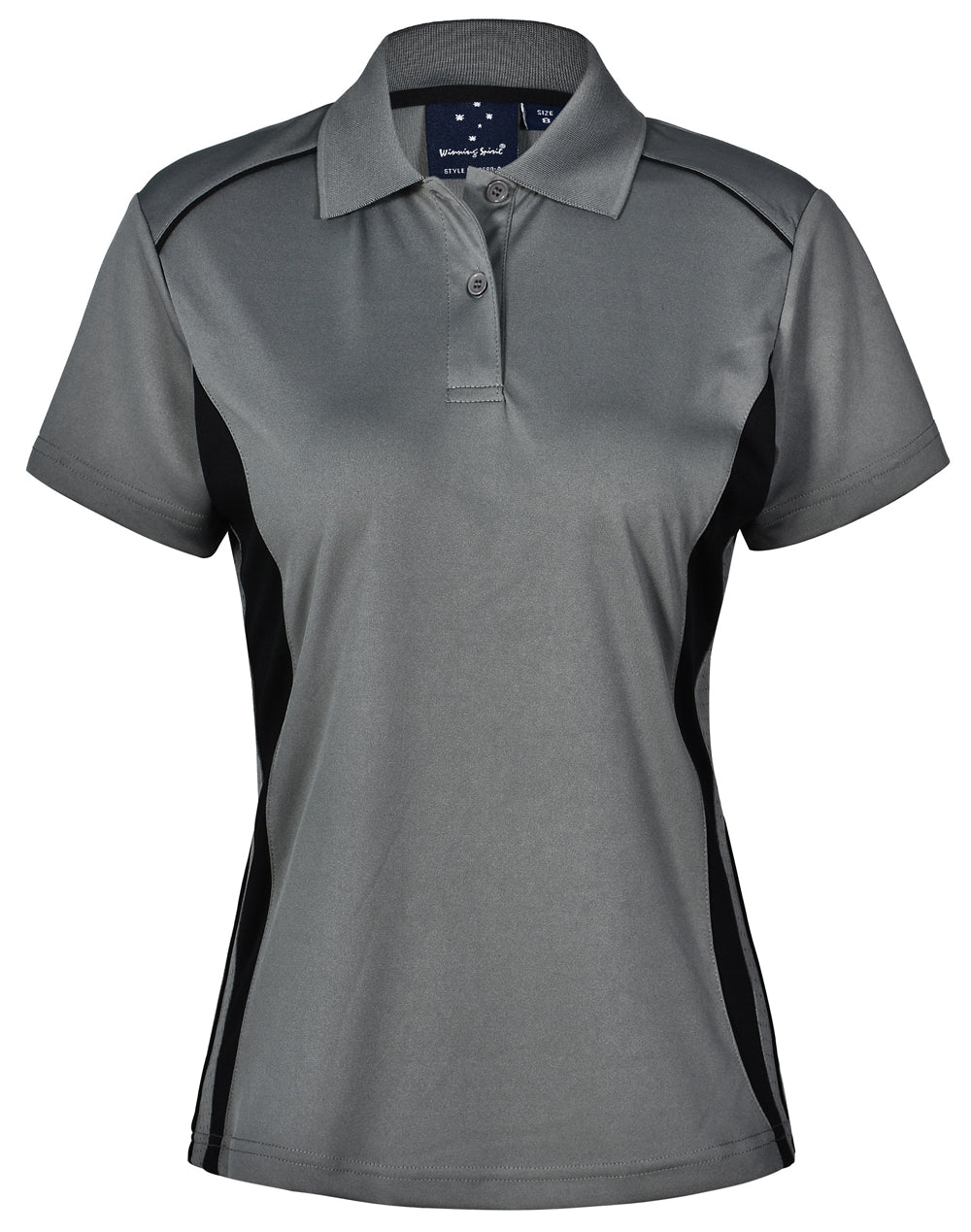 Ladies' Cooldry S/S Contrast Interlock Polo - PS80 - Ash / Black
