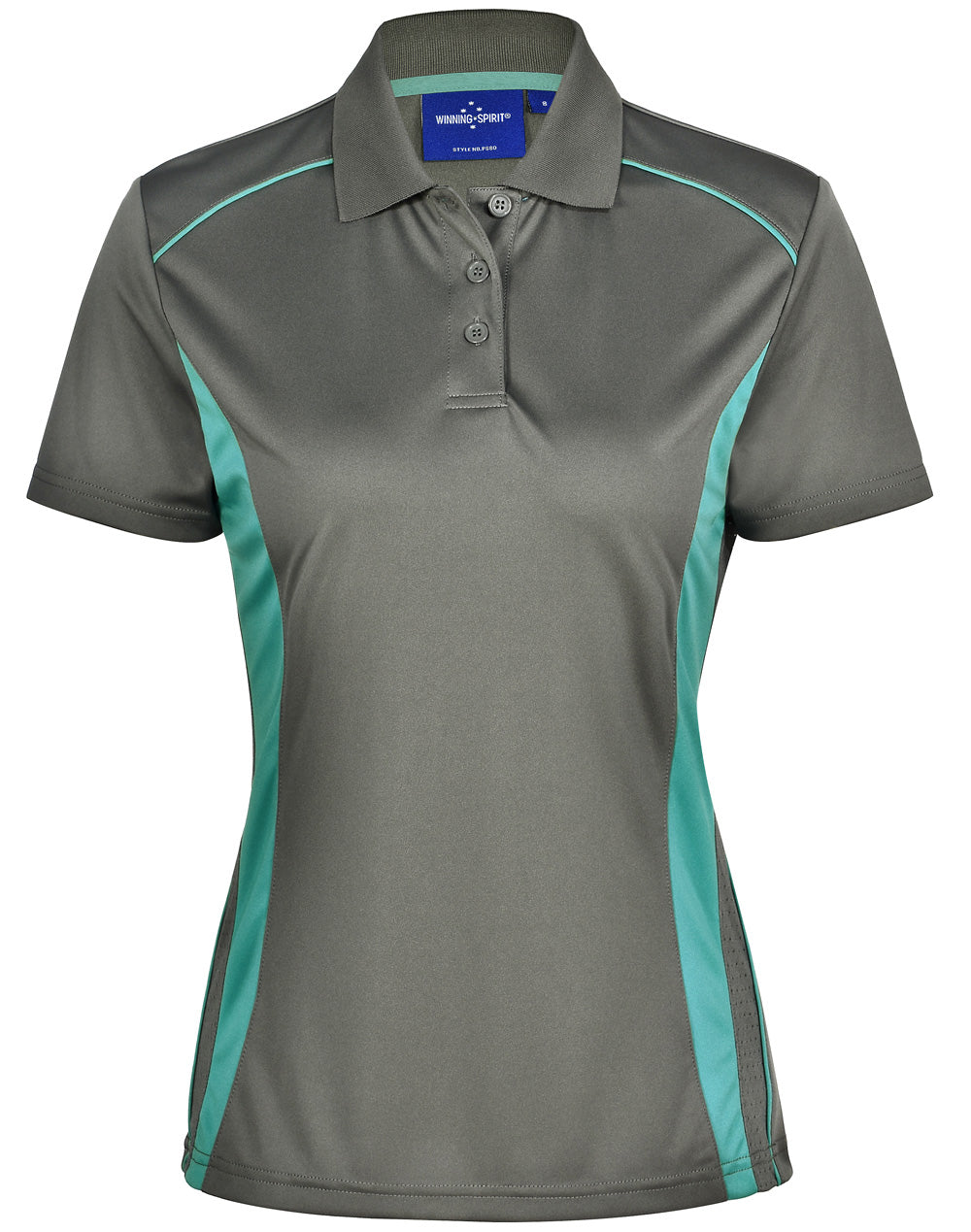 Ladies' Cooldry S/S Contrast Interlock Polo - PS80 - Ash / Teal