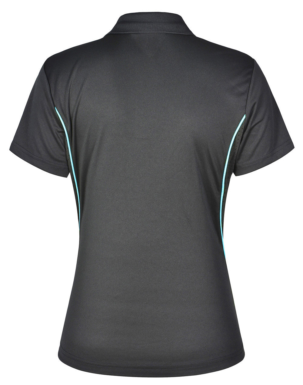 Pursuit Polo Ladies' - Charcoal/Aqua Blue - Back