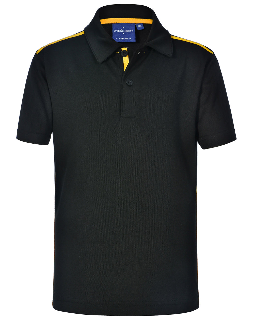 Kids' Ultra Dry Short Sleeve Contrast Polo - PS83K - Black / Gold