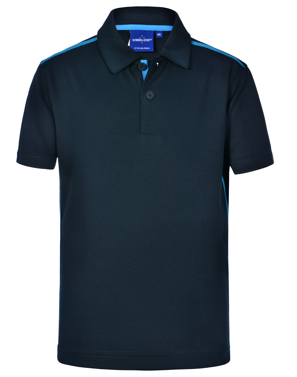 Staten Polo Shirt Kid's - Navy/Cyan - Front