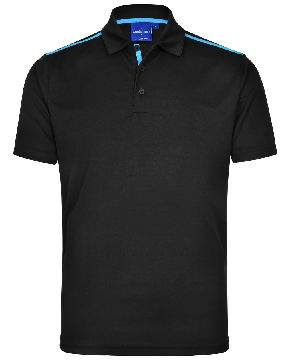 Men's rapid cool short sleeve contrast polo - PS83 - Black / Cyan