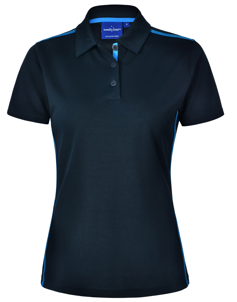 Ladies' rapid cool short sleeve contrast polo - PS84 - Navy / Cyan