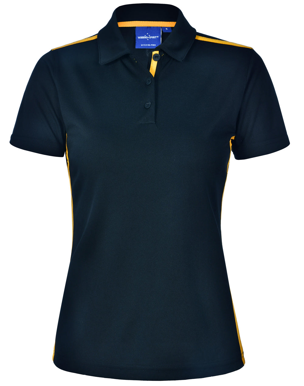 Ladies' rapid cool short sleeve contrast polo - PS84 - Navy / Gold