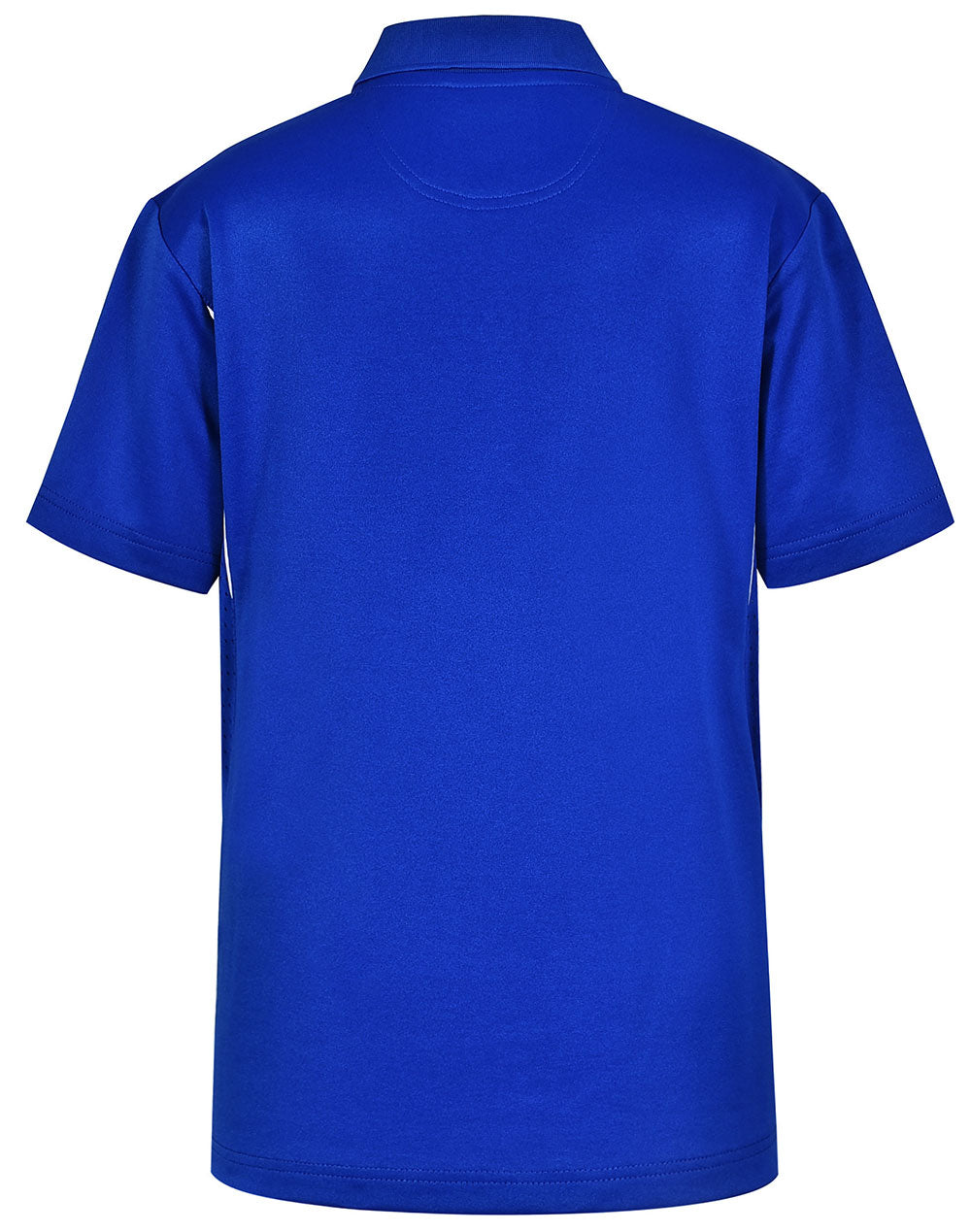 Kids Sustainable Poly/Cotton Contrast Ss Polo - Electric Blue/White - Back