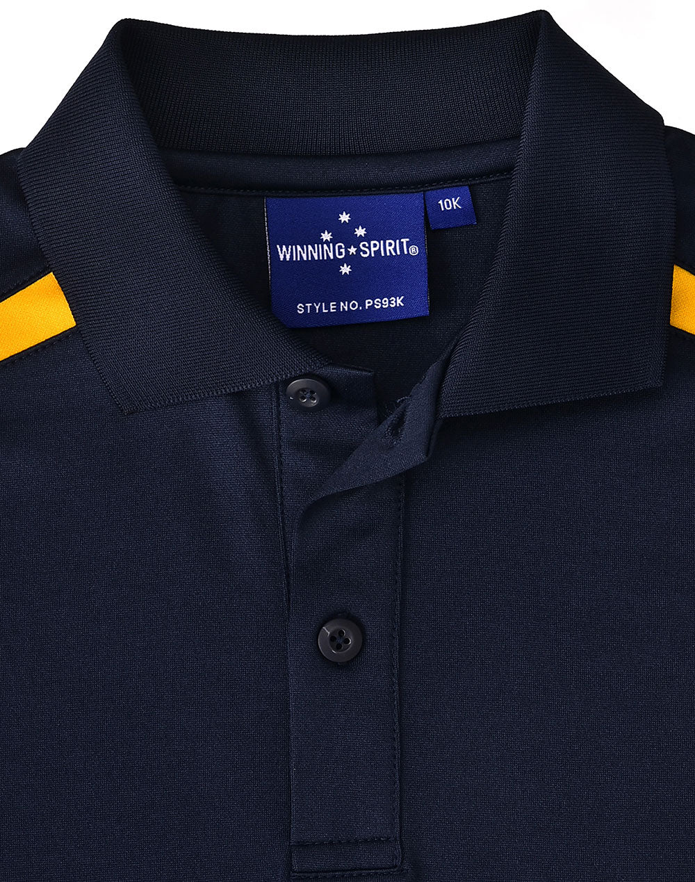 Kids Sustainable Poly/Cotton Contrast Ss Polo - Navy/Gold - View