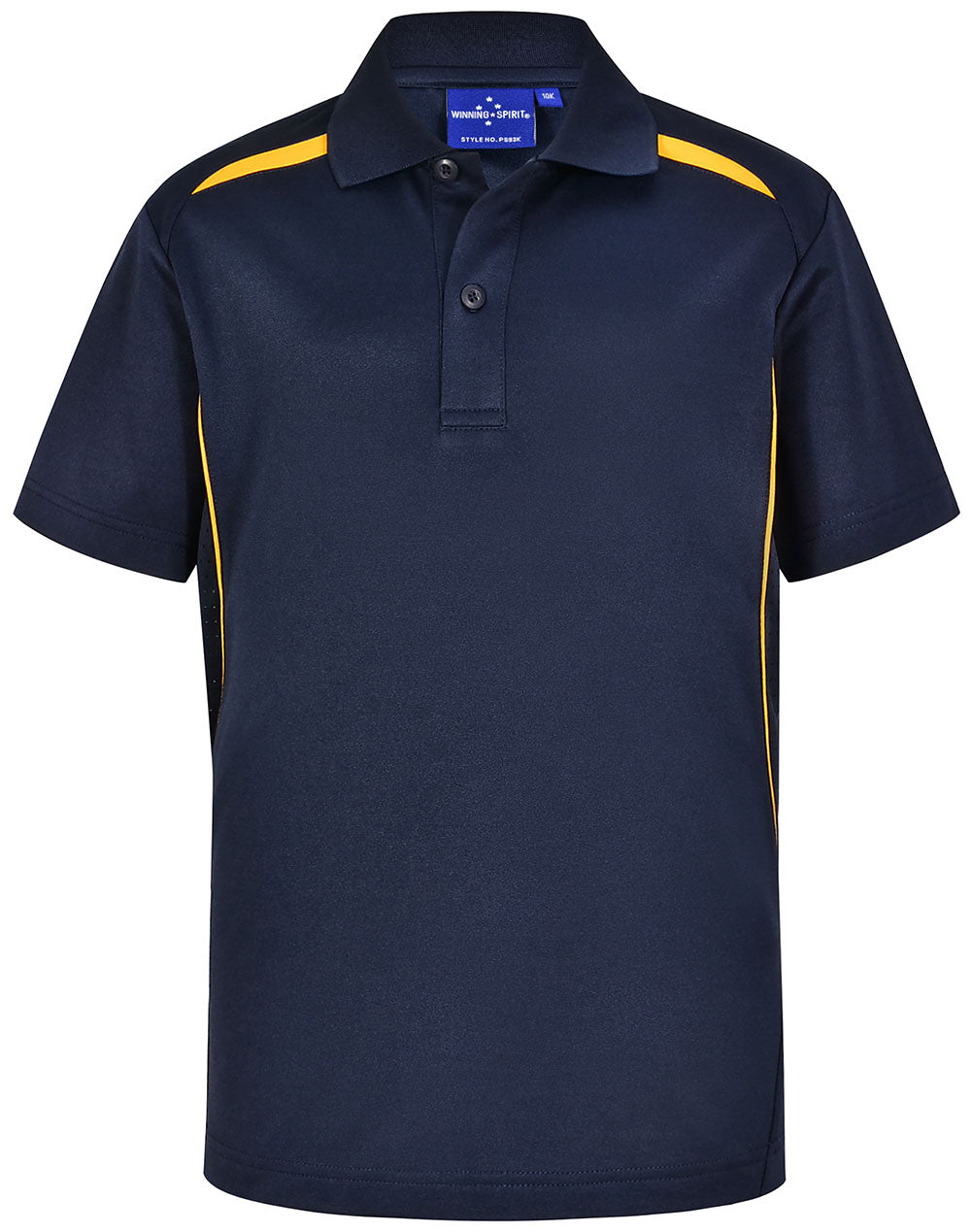 Kids' Sustainable Poly/Cotton Contrast S/S Polo - PS93K - Navy / Gold