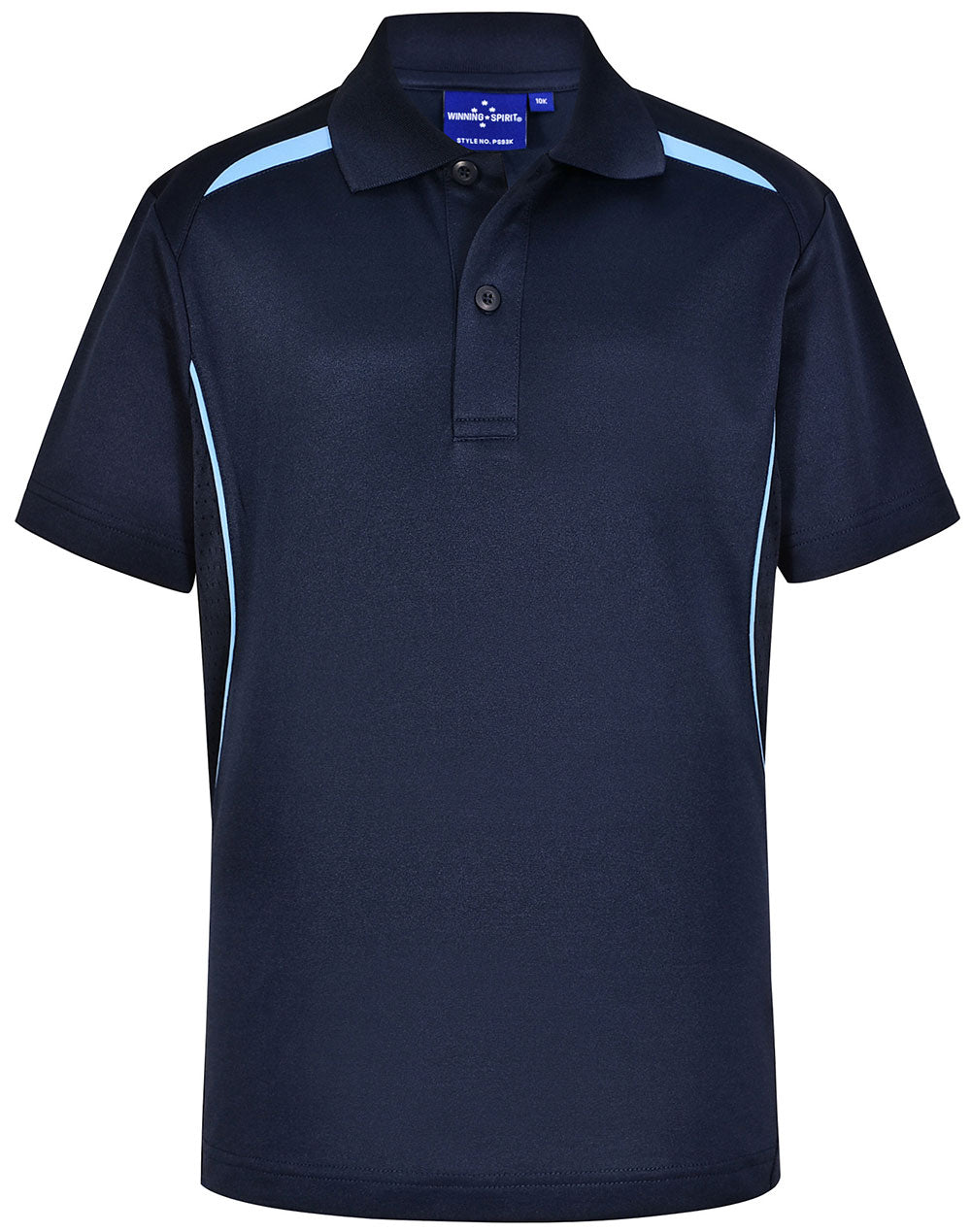 Kids' Sustainable Poly/Cotton Contrast S/S Polo - PS93K - Navy / Skyblue