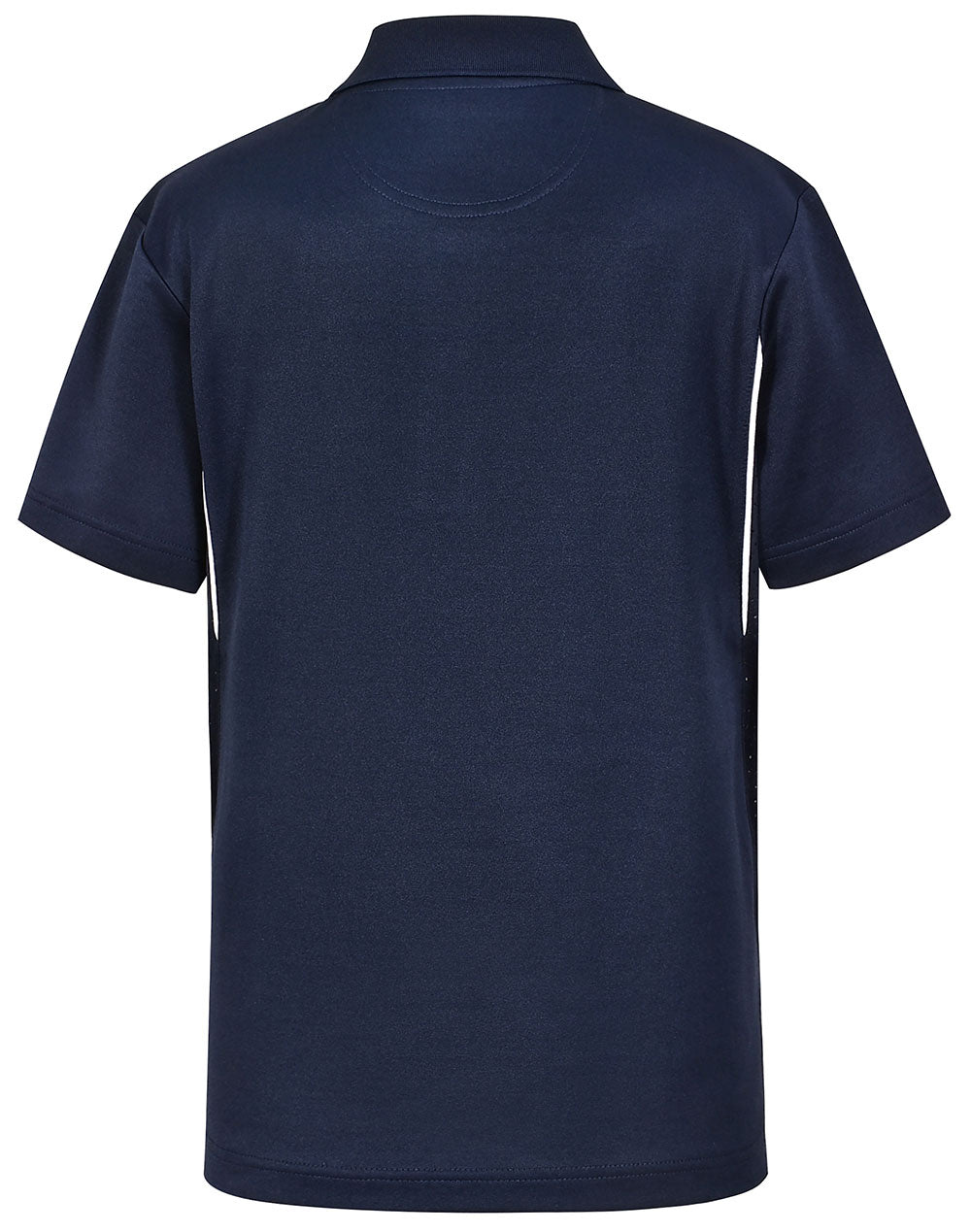 Kids Sustainable Poly/Cotton Contrast Ss Polo - Navy/White - Back
