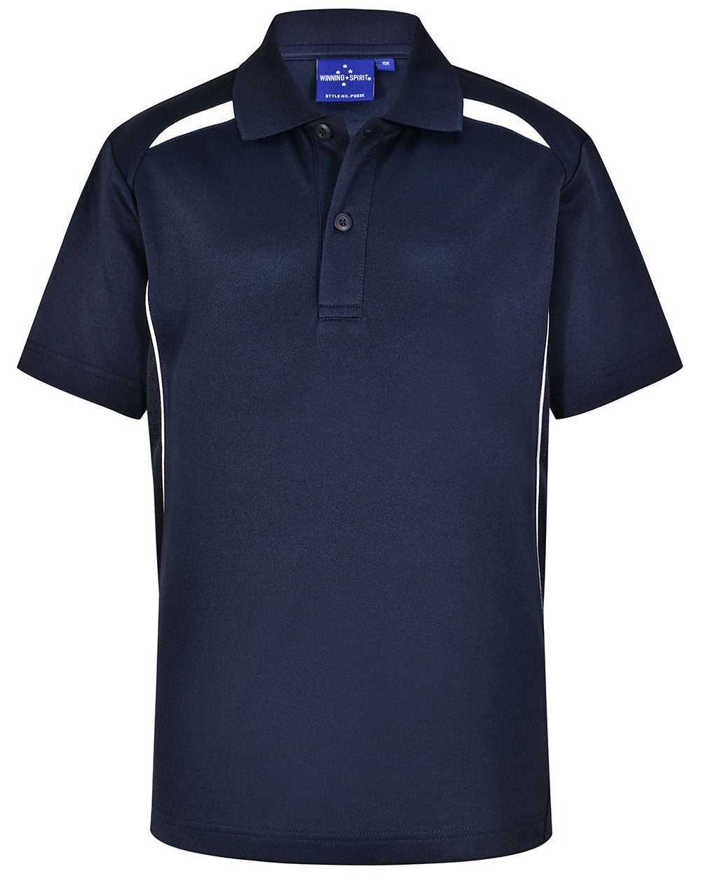 Kids' Sustainable Poly/Cotton Contrast S/S Polo - PS93K - Navy / White